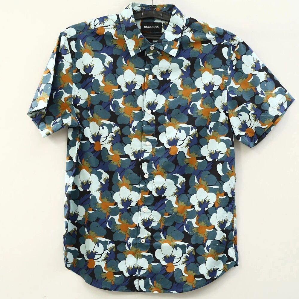 Bonobos Hawaiian Men's Shirt Floral Printed Short Sleeve Standard Fit M 286234